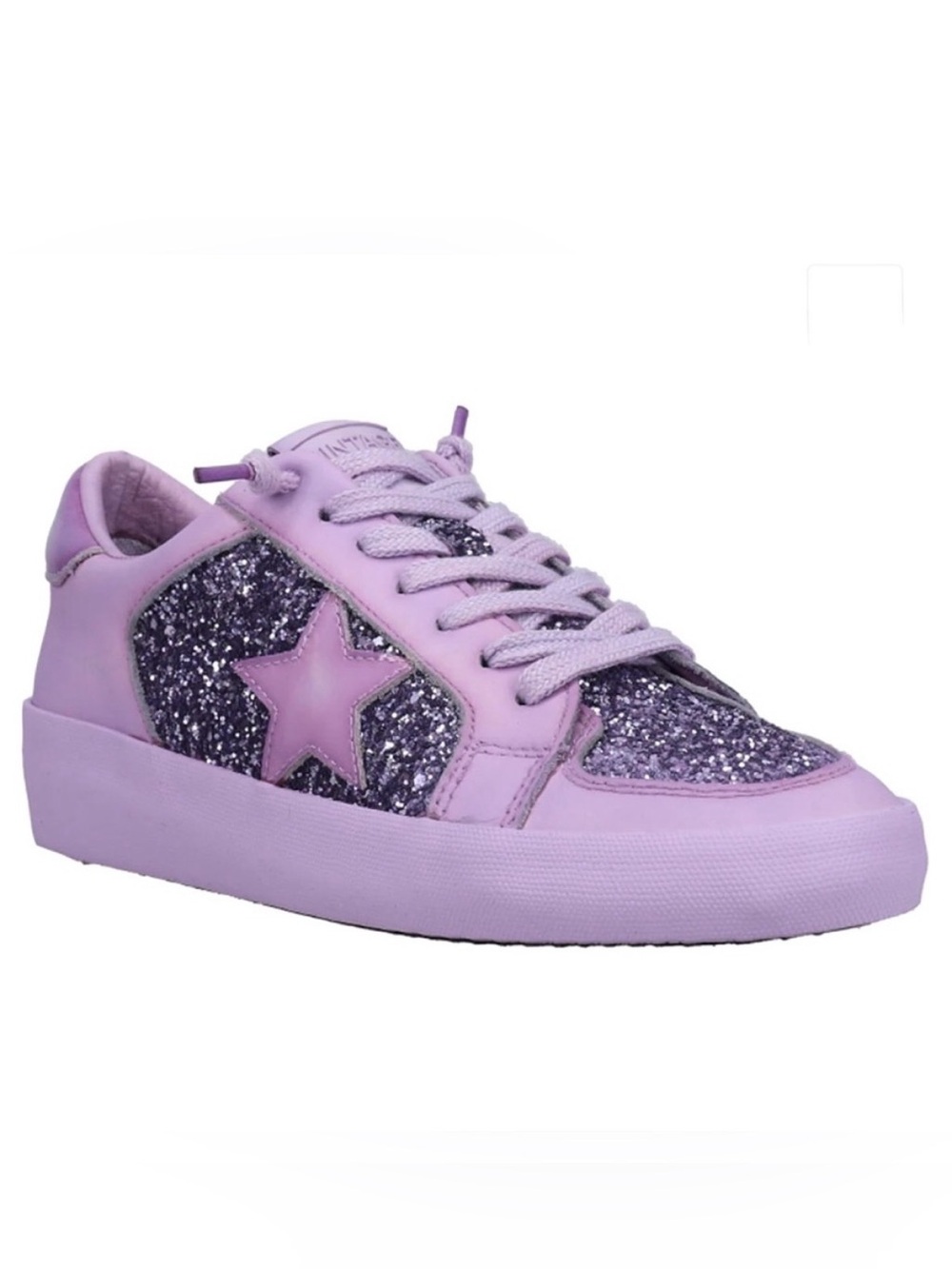 Like New Vintage Havana Alexis Glitter Purple Sneakers, Distressed Finish Size 6